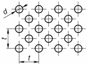 5d1 - Круглий отвір по квадрату, поверненому на 45° Перфорований лист з круглими отворами