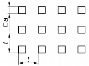 A2 - Квадратне отвір по квадрату Перфорований лист з квадратними отворами, розташованими по квадратах