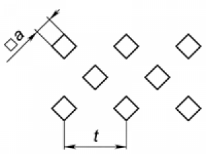 D2 - Квадратний відвір по квадрату, повернутий на 45° Перфорований лист з квадратними отворами