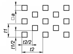 11 e2 - Квадратний відвір із симетричним зміщенням Перфорований лист з квадратними відвірями, розклад